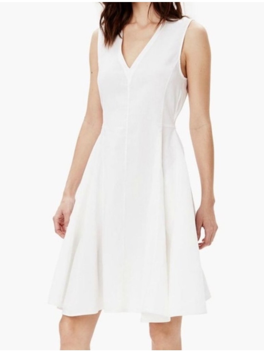 Theory Kalsington Crunch Dress White Linen Blend Fit & Flare | Size 4